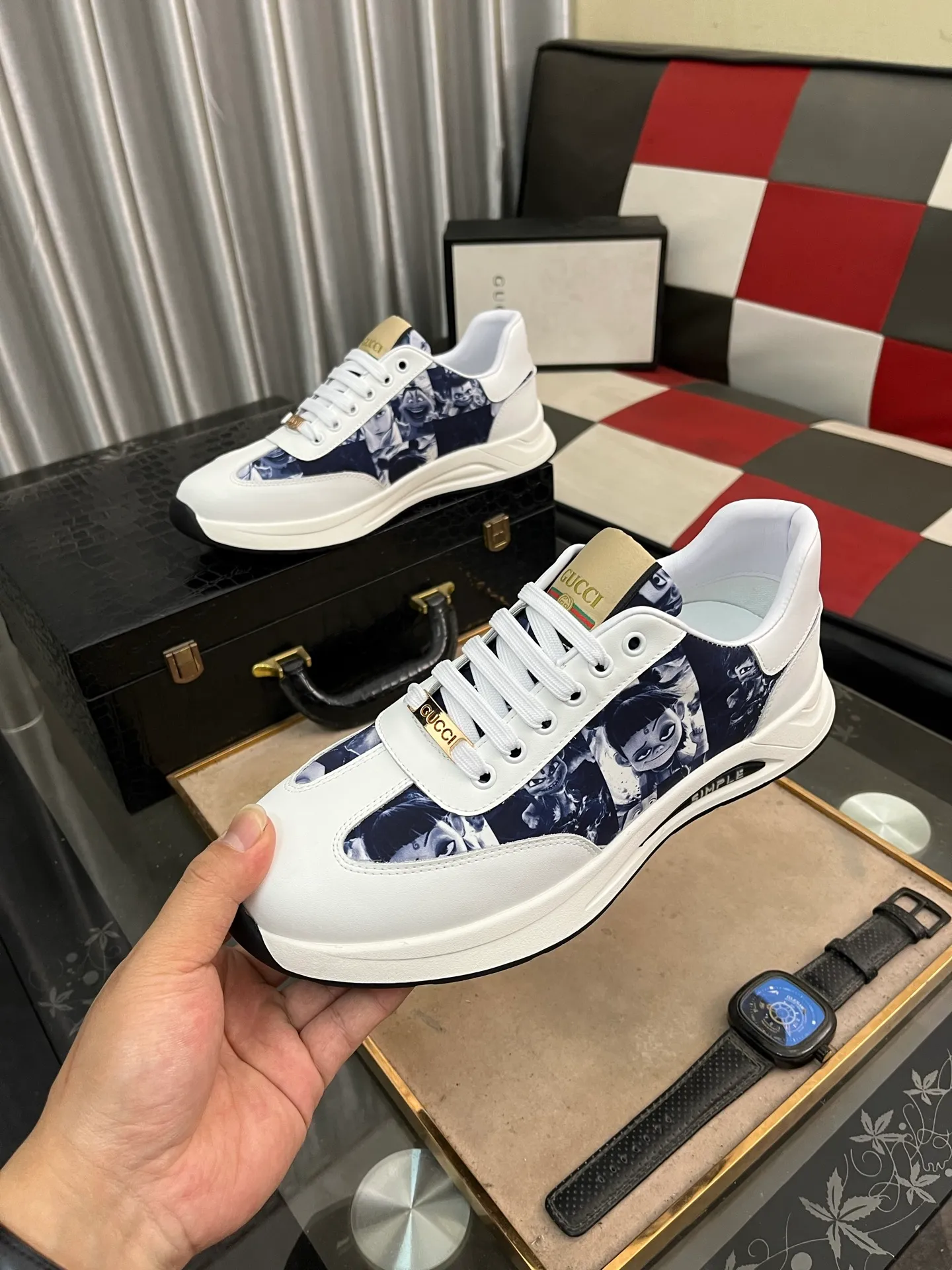 Men's shoes 💰420⌚️⌚️[GUCCI] The latest trendy men's casual shoes, the fabric is made of embossed cowhide imported from Italy, comfortable sheepskin lining + feet, the original outsole is wear-resistant and non-slip, high-level version, exquisite workmanship. Code number: 38-442️⃣Colors available